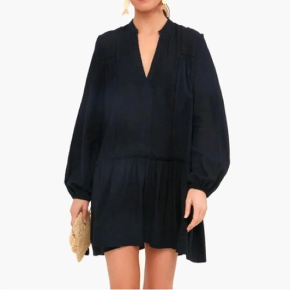 Tuckernuck Pomander Place Black Dress/Coverup-Cotton-Beaded V-Neck-Womens XS-NEW - Picture 1 of 12